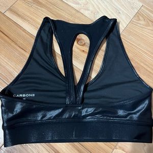 Carbon 38 faux leather sports bra.